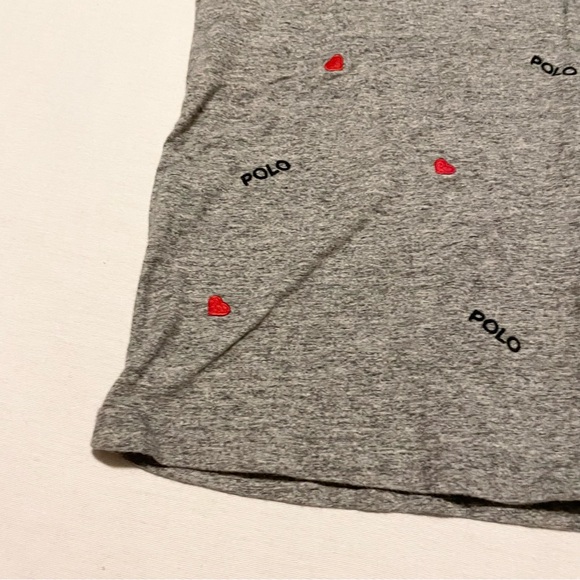 Polo Ralph Lauren Women’s Medium Embroidered Heather Gray Heart T Shirt - Picture 6 of 15